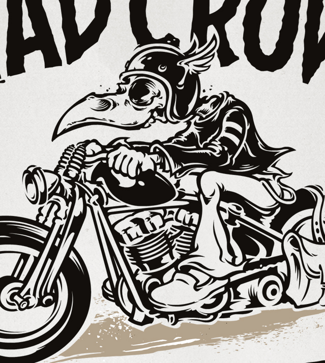 kustom bobber low brow motorcycle crow skull