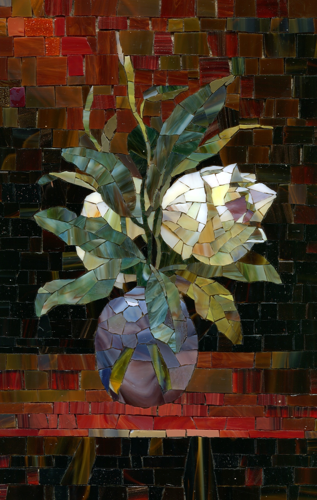 Bouquet still life smalt mosaic art stained glass Flowers Micro-Mosaic
