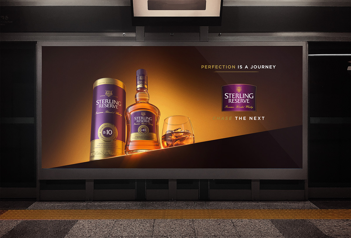 CGI alcohol beverage retouching  3D sterling reserve Whisky glass Liquid bottle