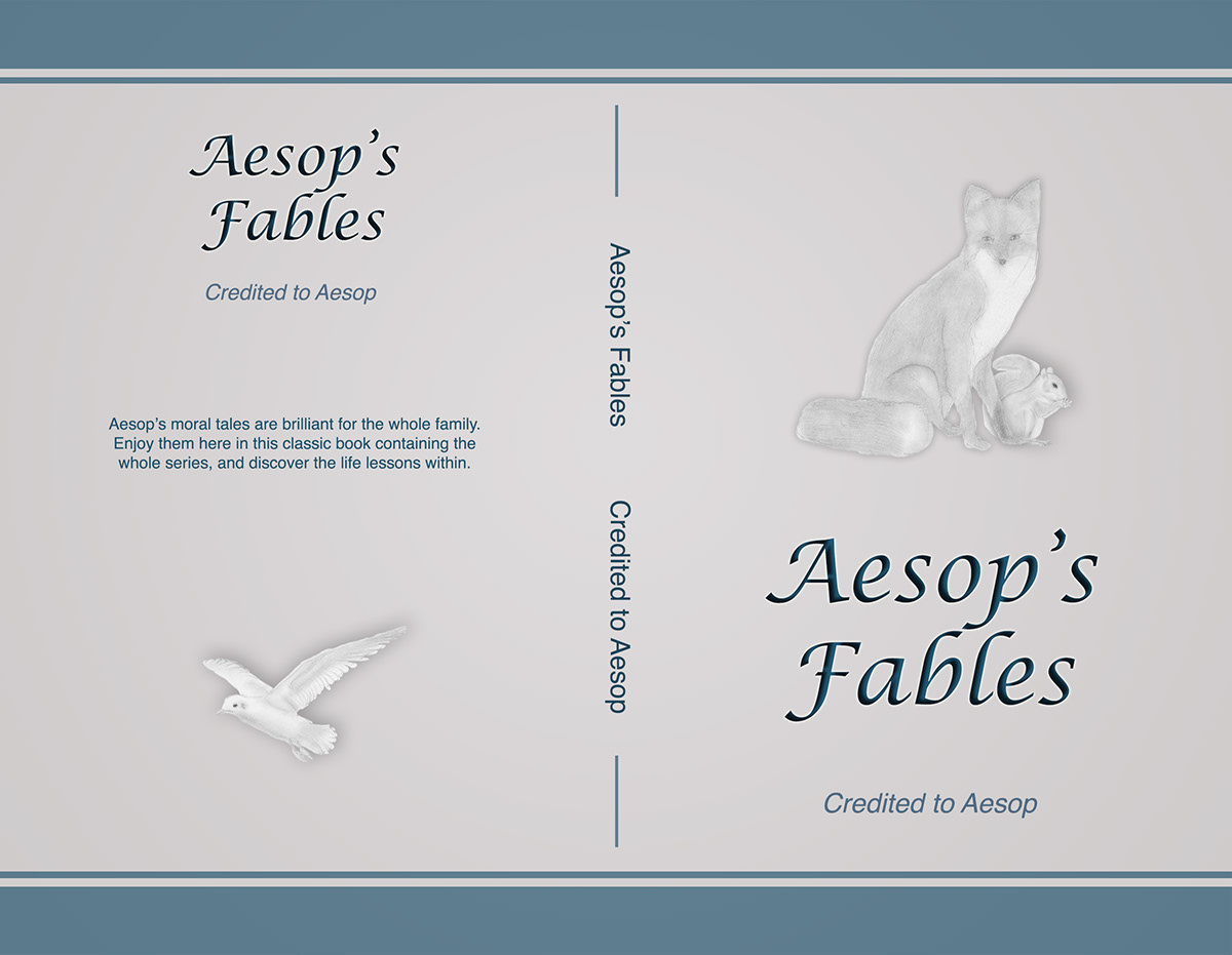 book cover aesop's Fables animals hand  drawn