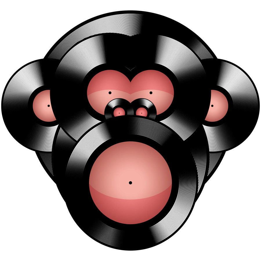 record vinyl ape monkey head animal creative