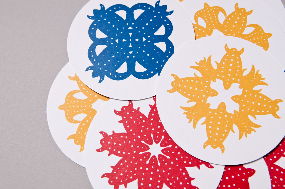 print Promotion Leatherback Turtle holiday card snowflakes pattern deboss emboss Coasters