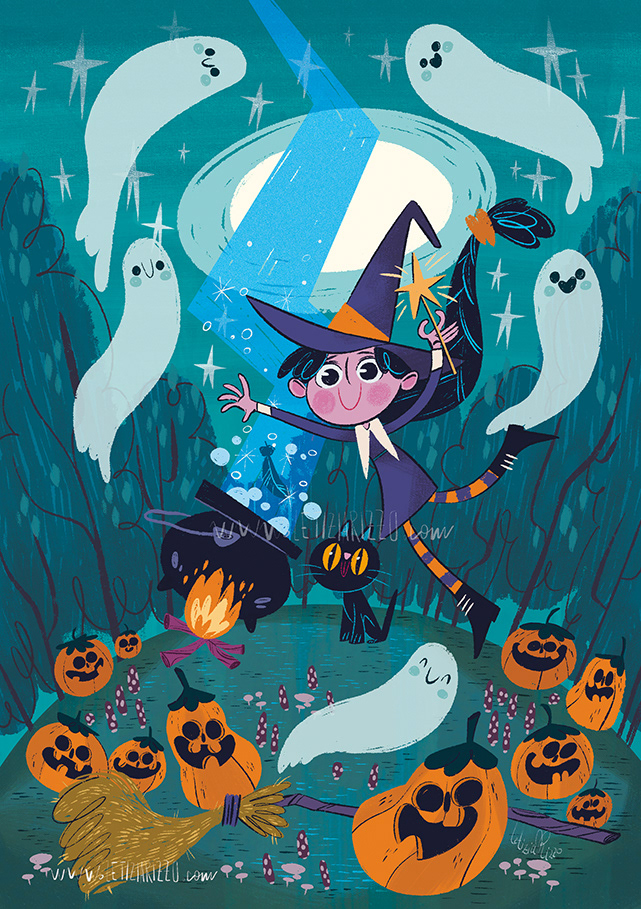 blackcat ghost Halloween halloweennight littlewitch Magic   Pumpikin spell streghetta Zucca