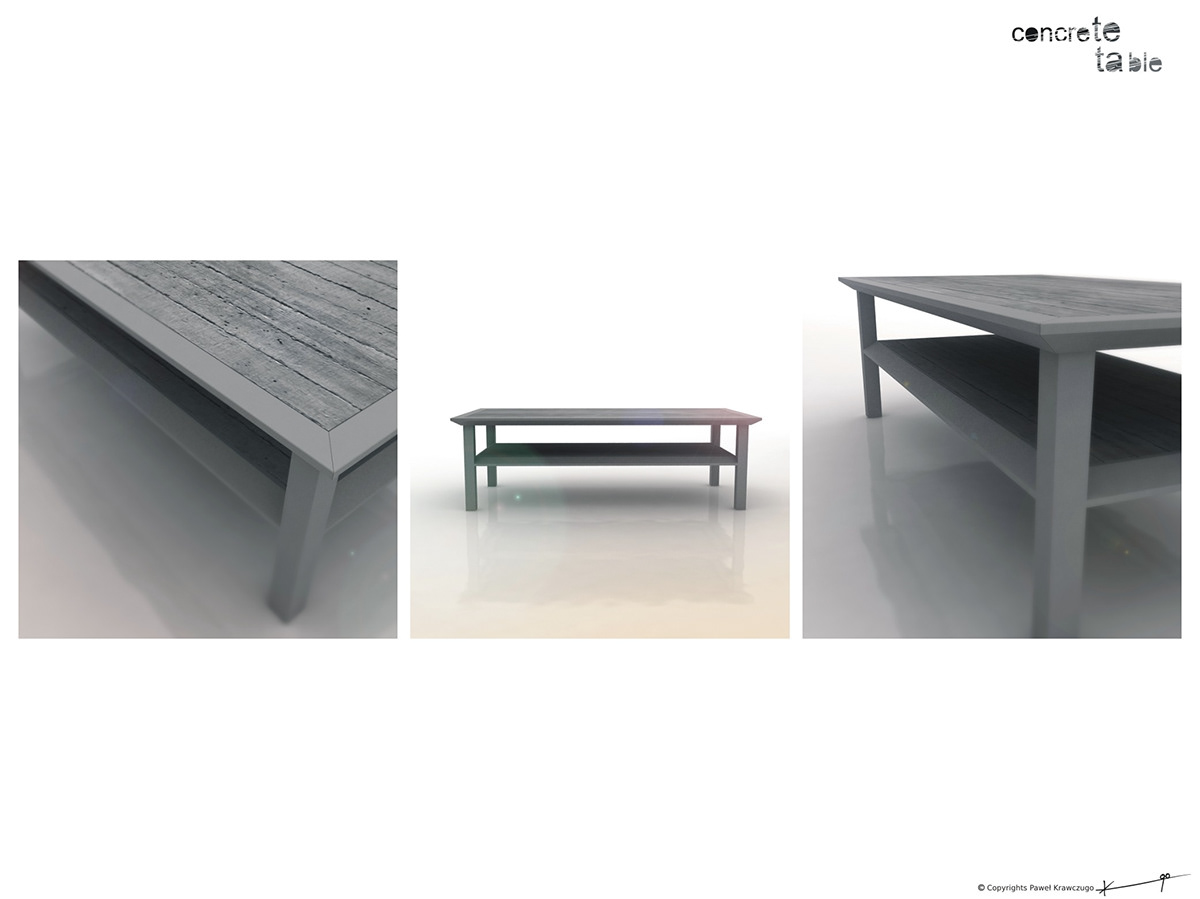 table concrete aluminum wood