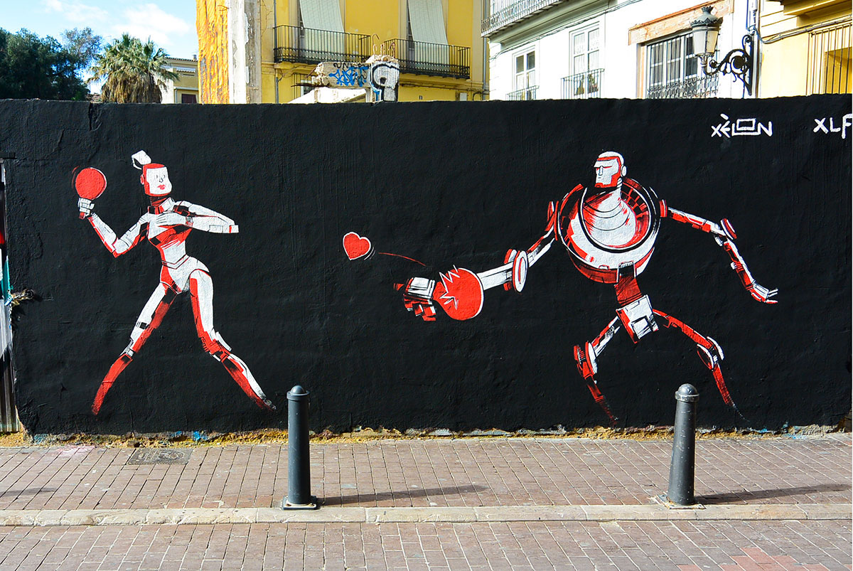 Love robot robots ILLUSTRATION  streetart Graffiti Xelön XLF valencia ilustracion
