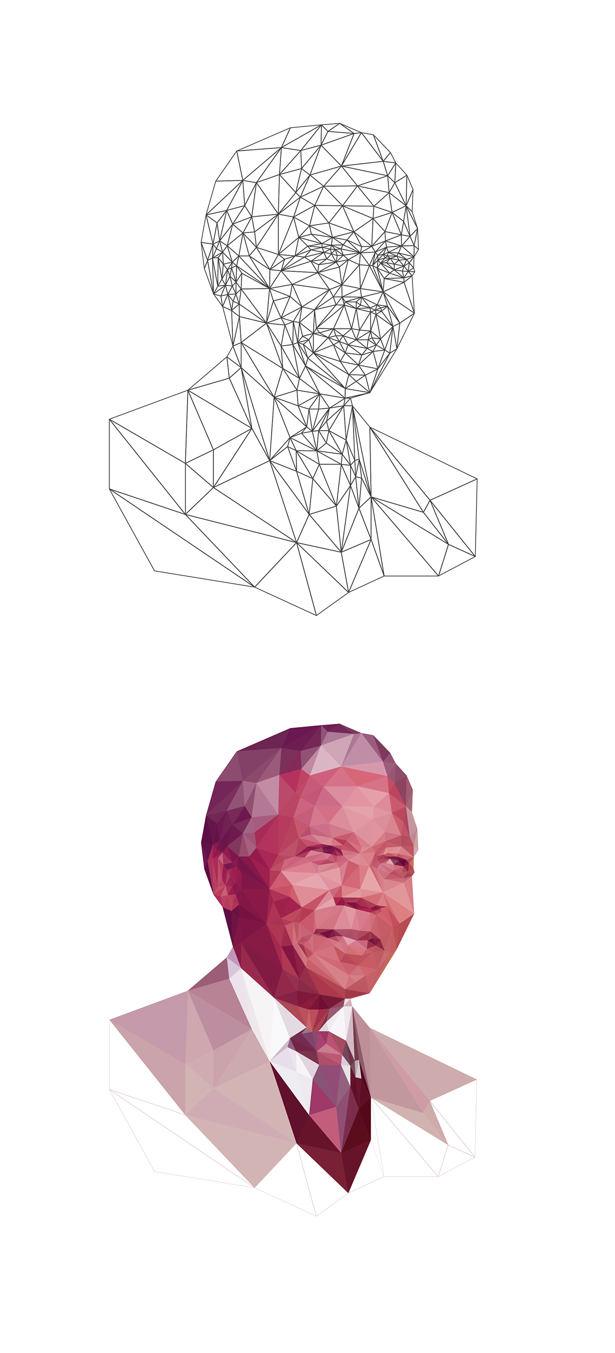 Low Poly polygonal polygon kanyewest Mandela madiba portrait Triangles mesh poly Pharrell delaunay triangulation geometric Ps25Under25