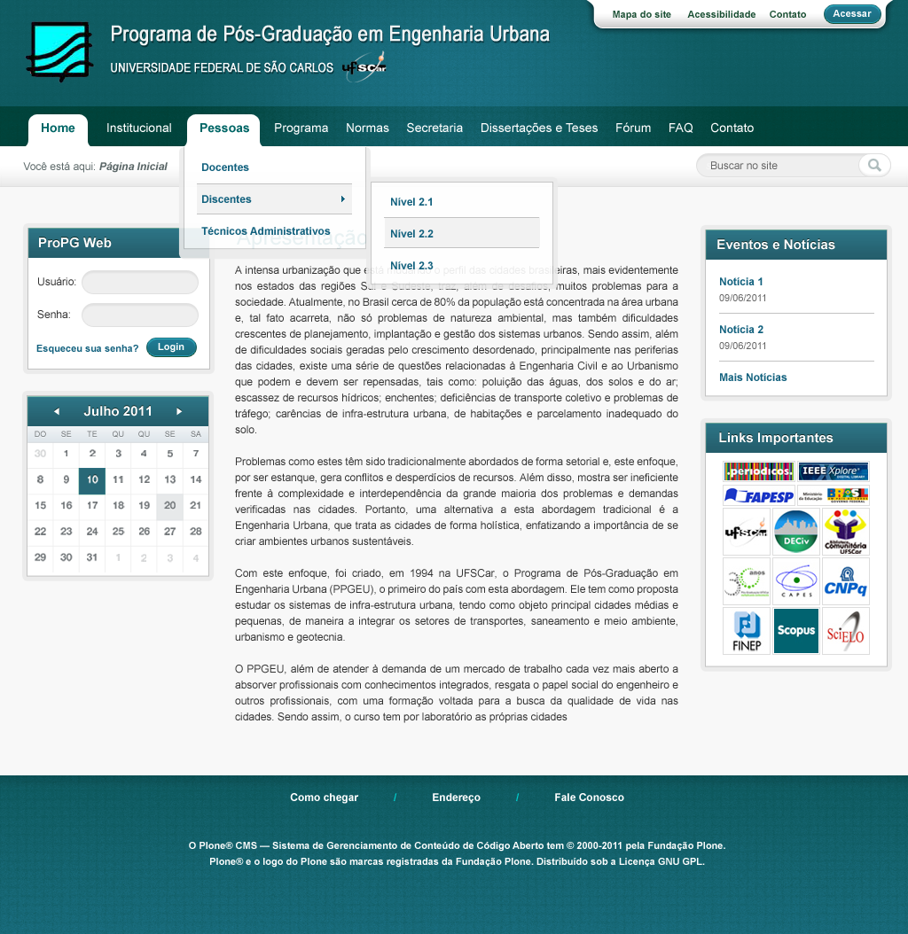 institutional website educacional website CMS Customization three-column layout