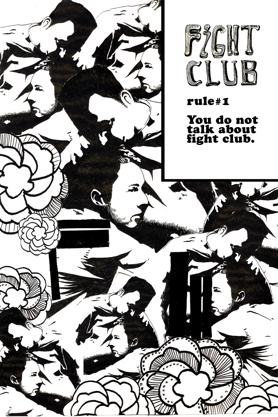 fight club poster postcard photocopy duct tape pen collage hand drawn typography