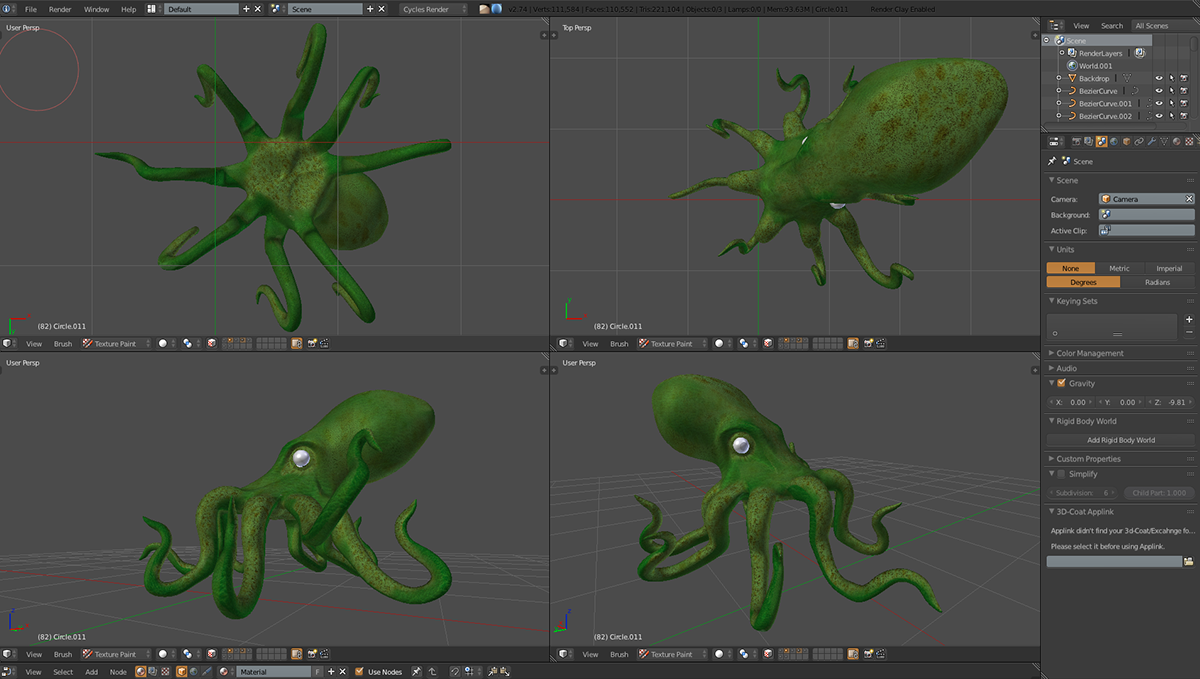 3D blender octopus Character
