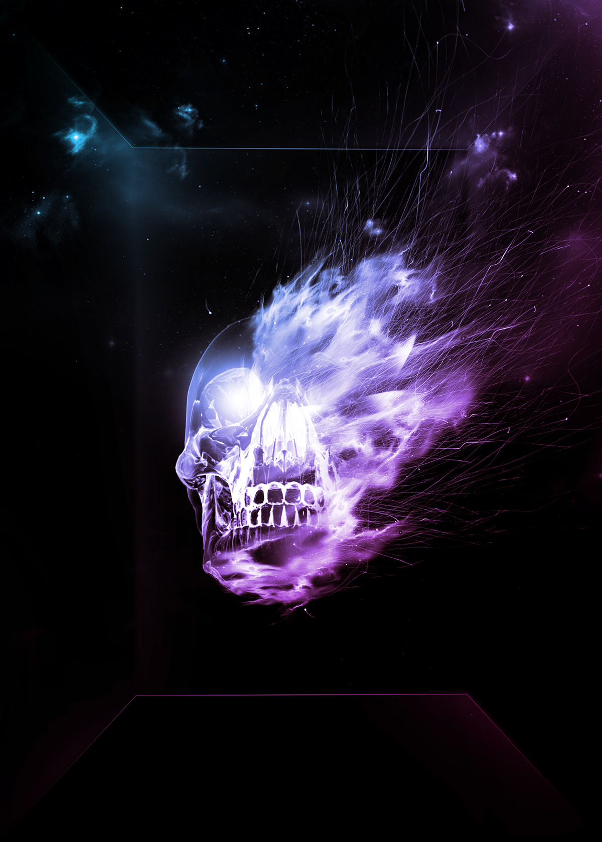 skull skeleton Space  flame