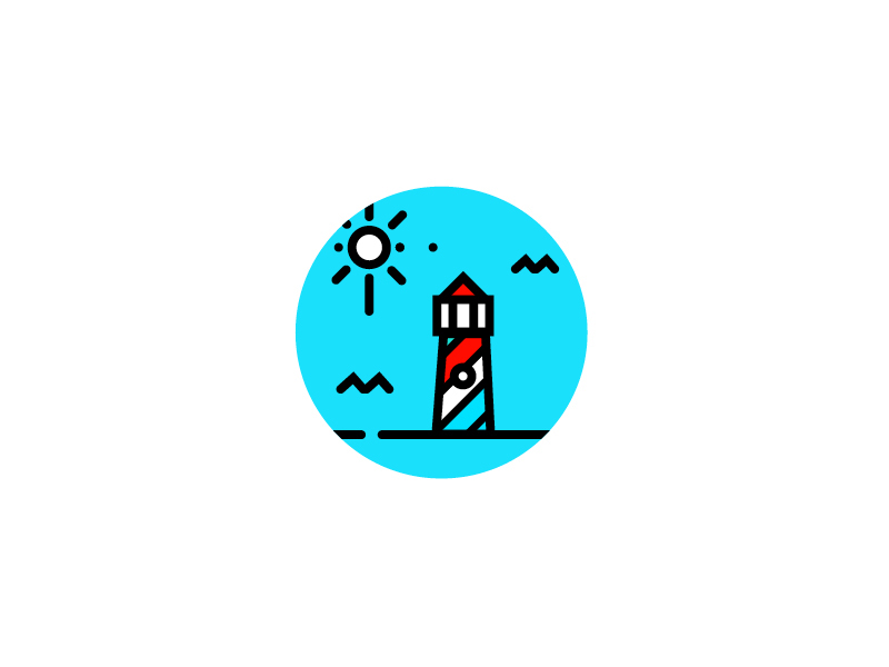 Icon detail line texture badge lighthouse sea type logo gif animator Fun
