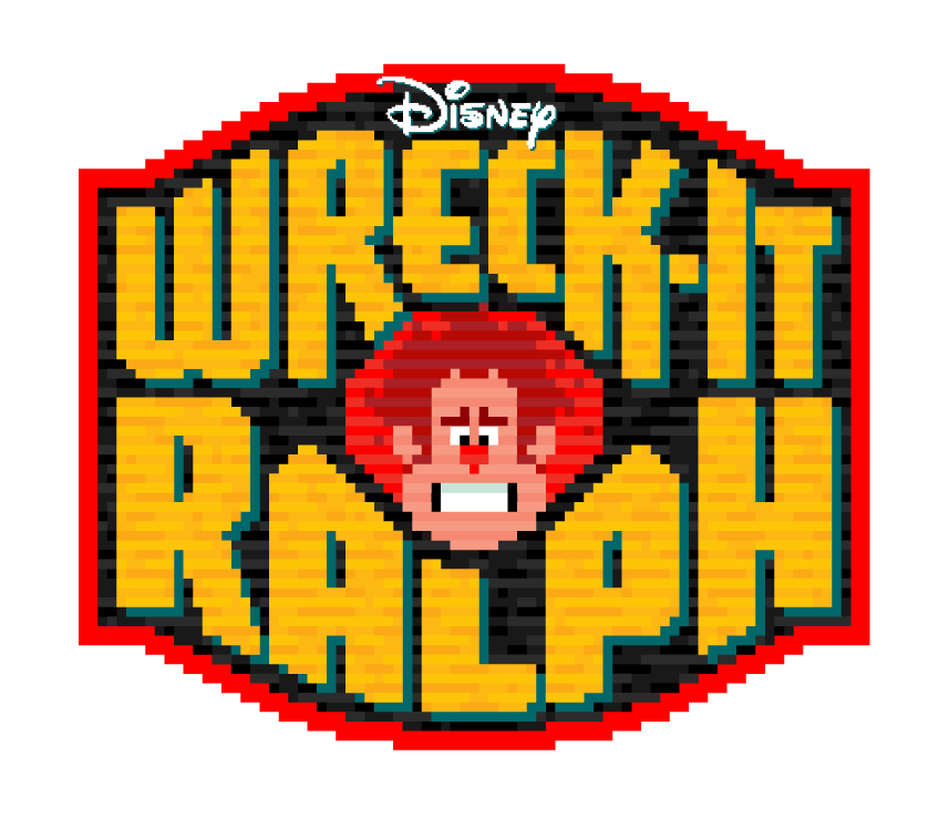 8-bit arcade games disney hand lettering logo Title treatment Wreck-It Ralph