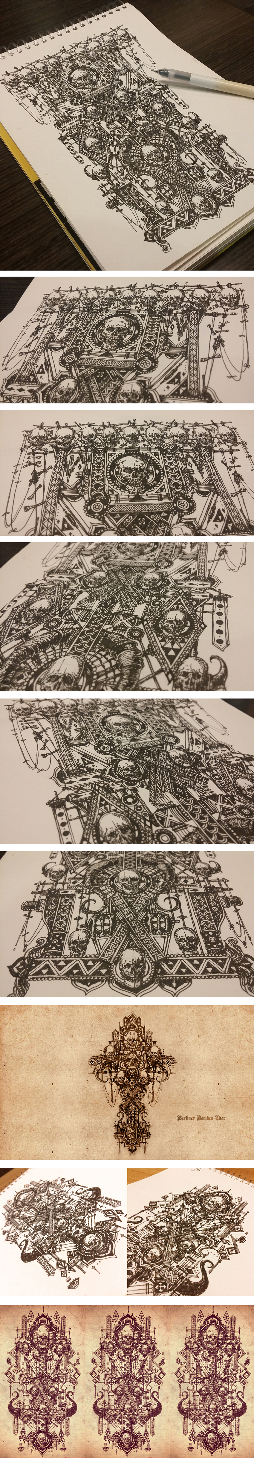 ILLUSTRATION  illust pen drawing Idea sketch skull structure architecture construction pen Illustrator