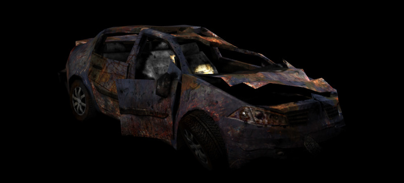 Game Art Low Poly car Destroyed Car Favela Wars