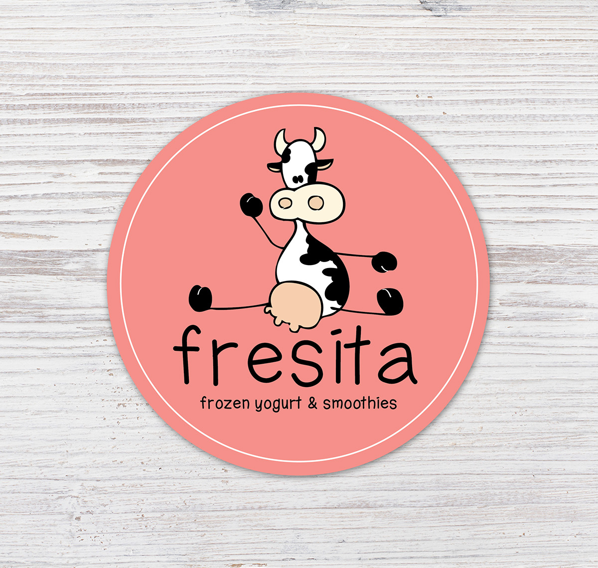 frozen yogurt card logo poster sticker cow pink