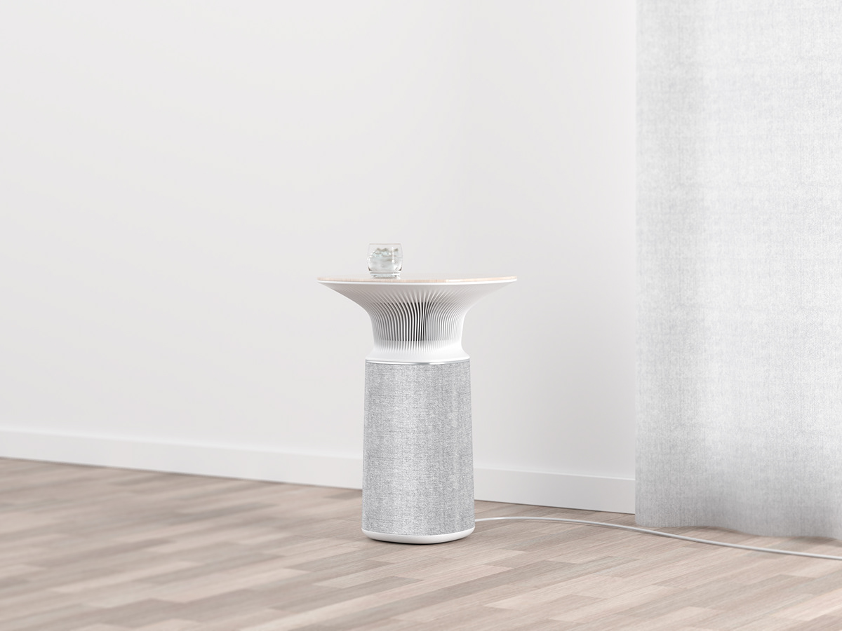 air deflector concept design home appliances industrial design  product design  side table air purifier app design rendering UI