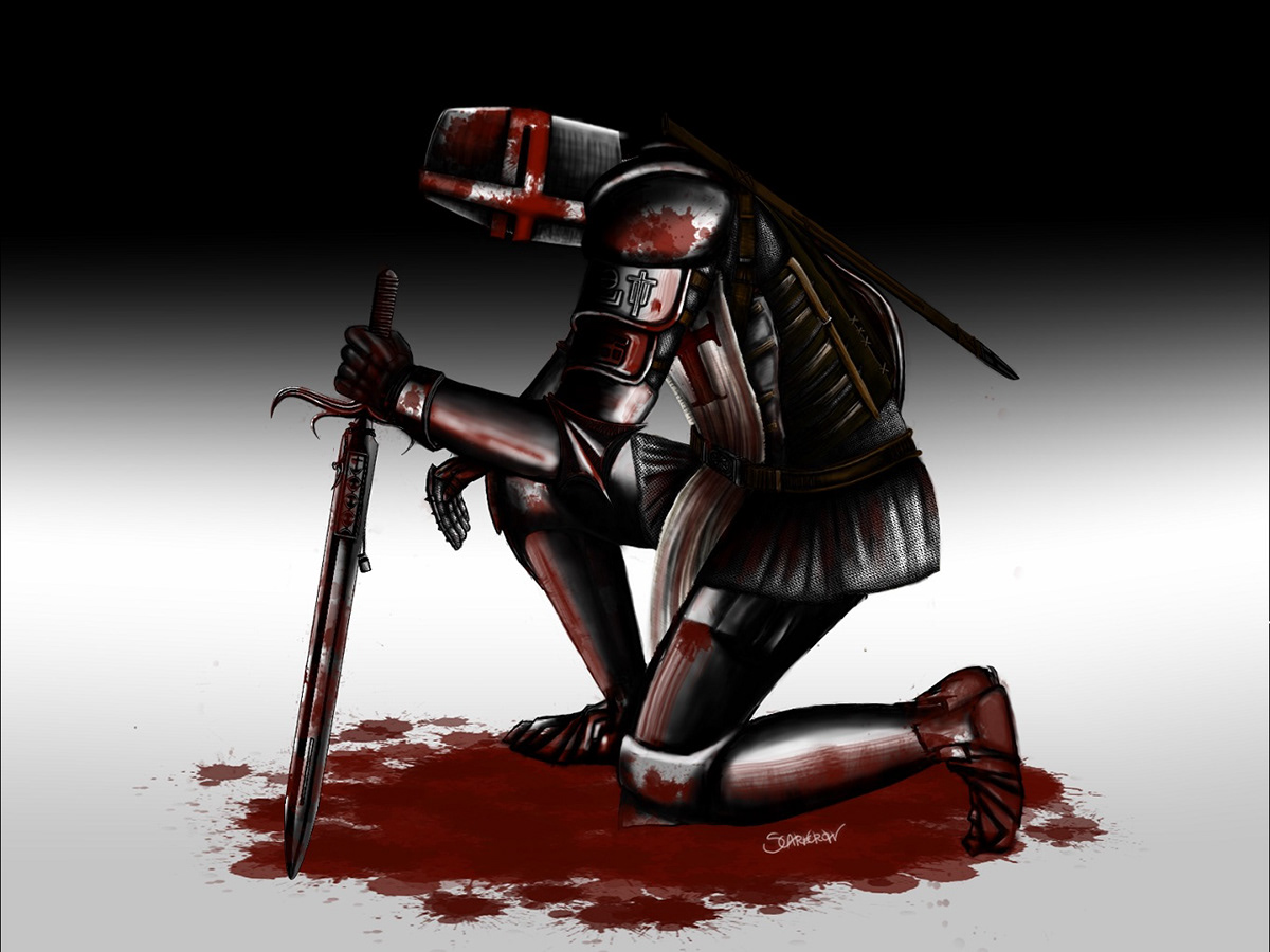 knight CRUSADER blood Sword sacrifice cross