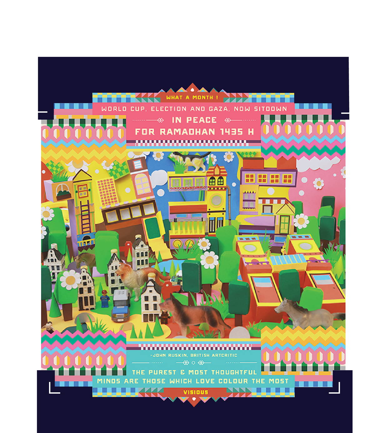 paper craft colour city scape craft building greeting cards Eid al-Fitr indonesia festive type graphic design bandung