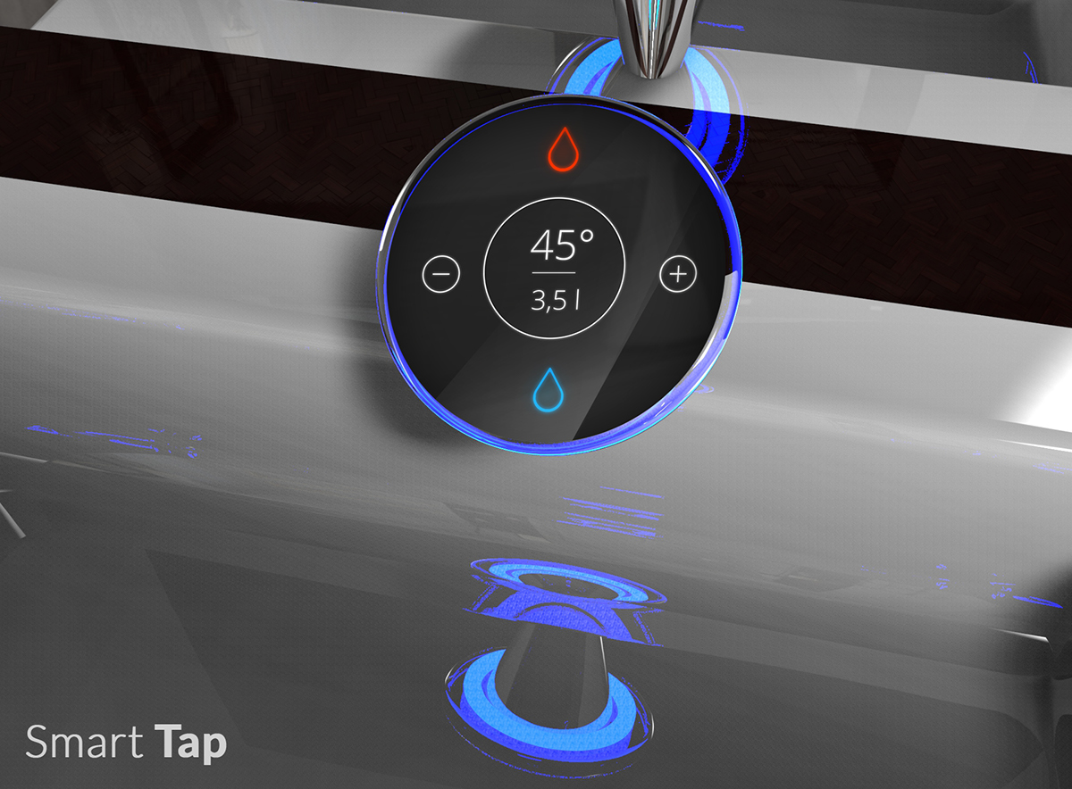 TAP design industrial bathroom toilet Smart touchpad screen Faucet bath circle taps