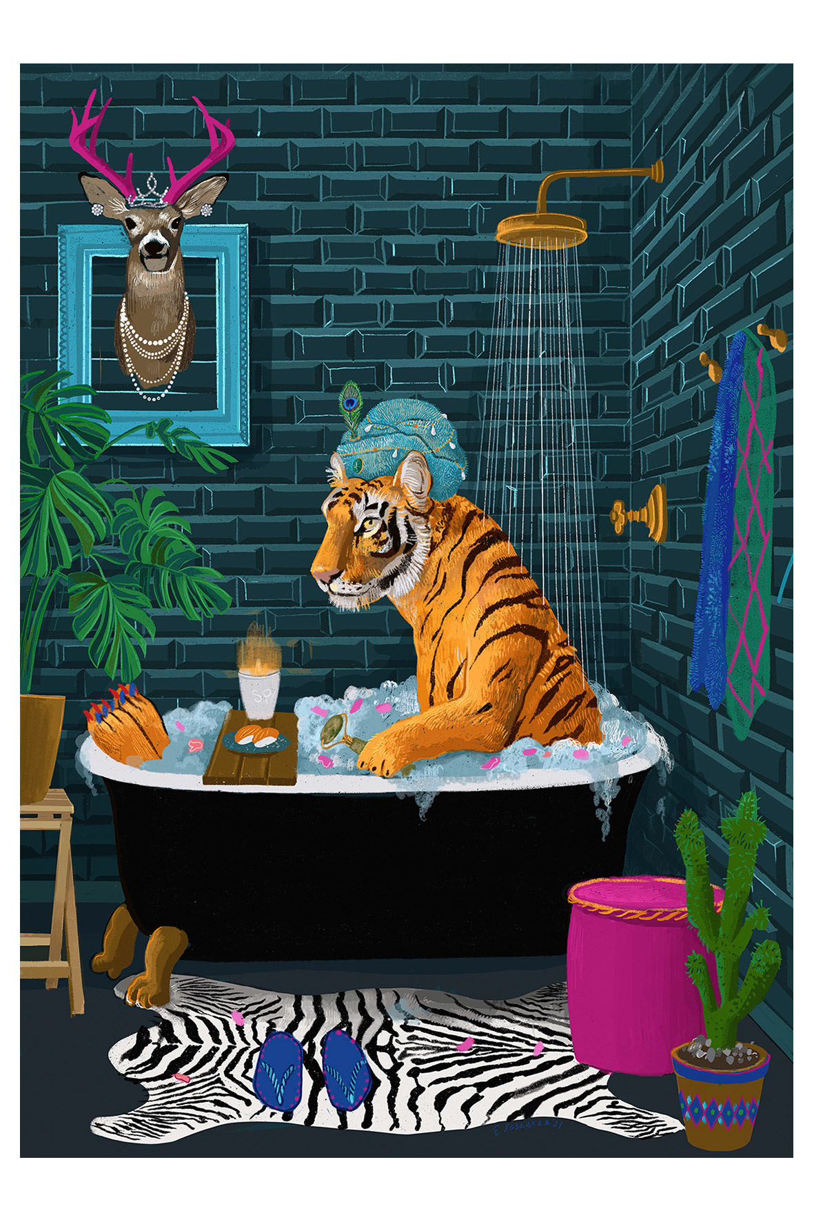 2022 new year bathroom cards hold that tiger illustrations Lana del ray Lunar New Year Procreate tigers underground