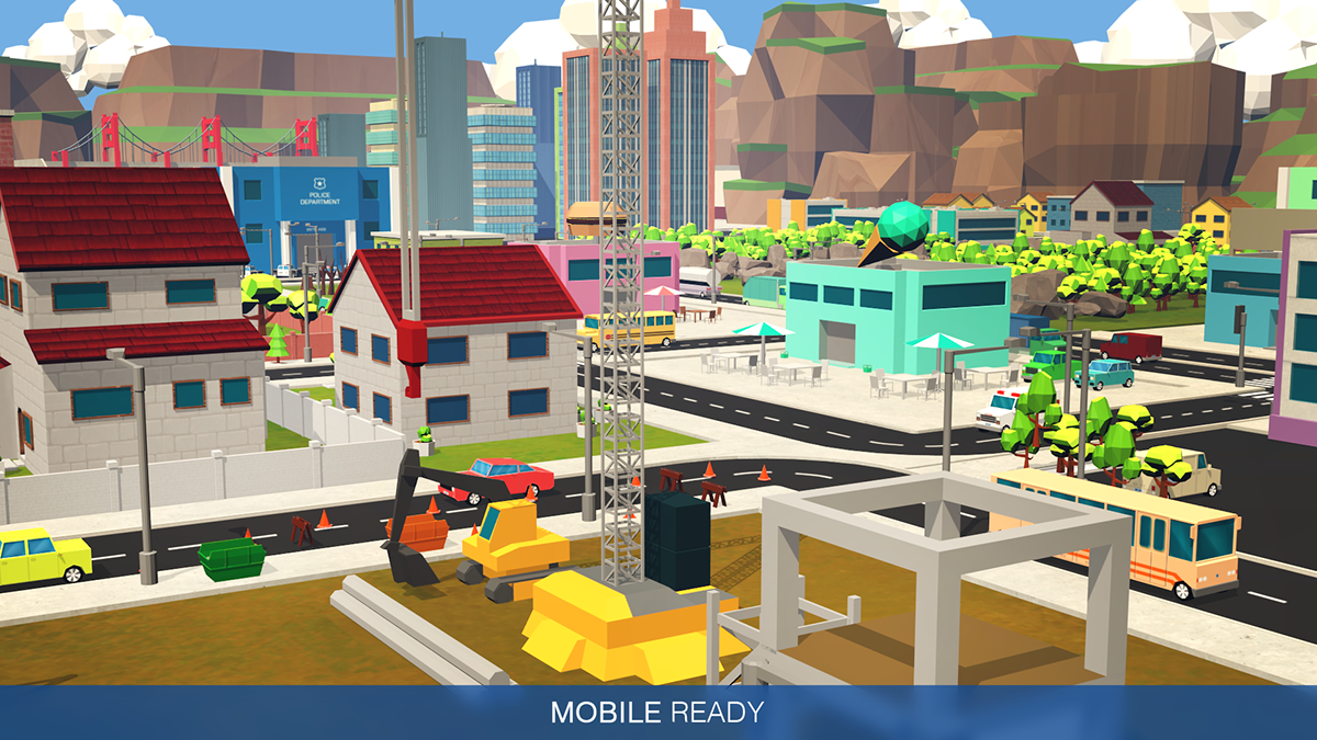 lowpoly city town assets mobile game Gaming animation  world