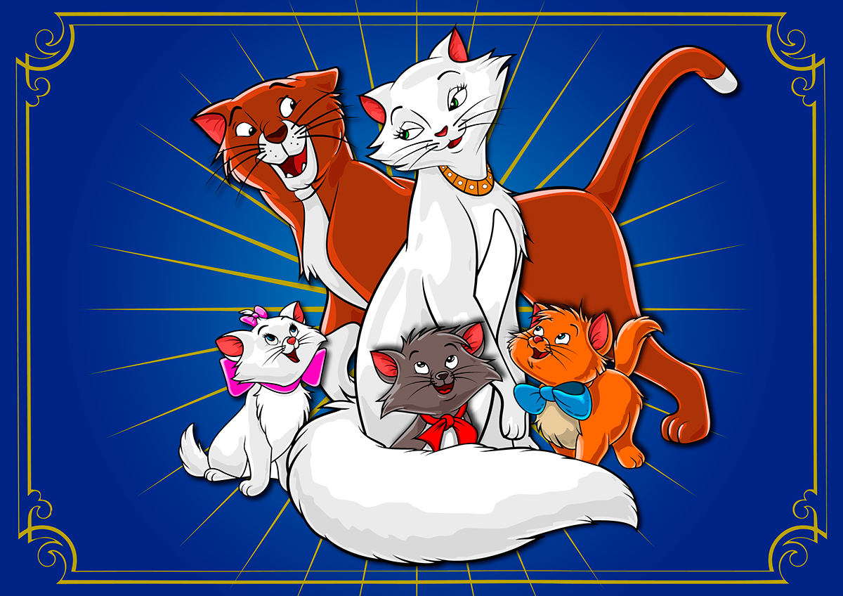 vector Illustrator cats felin Aristocats movie tribute design O'Malley