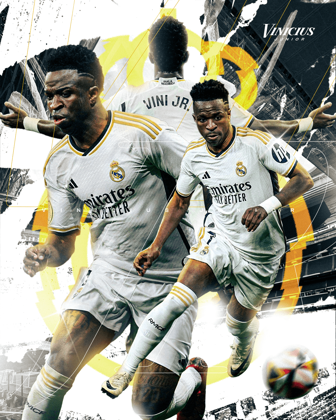 Real Madrid Vinicius Junior football Poster Design Sports Design adidas Socialmedia laliga