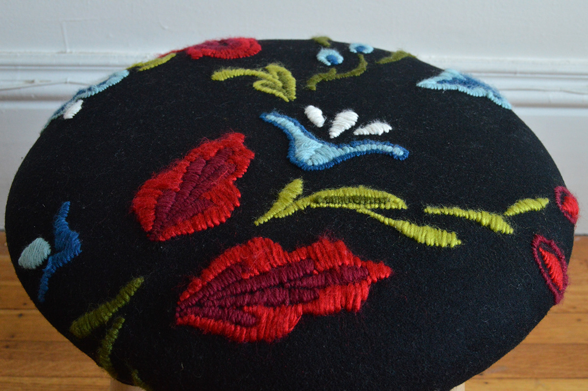 Embroidery embroidered stool ottoman bunad