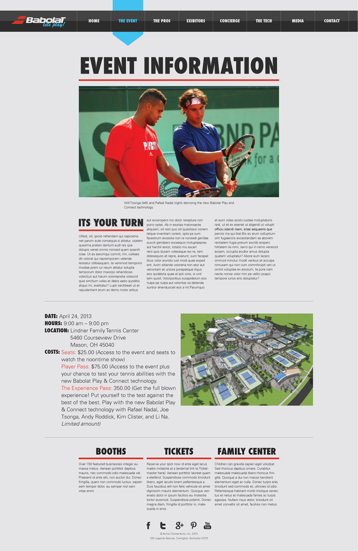 tennis babolat Responsive HTML css sports cincinnati Event atheletes Website mobile tablet
