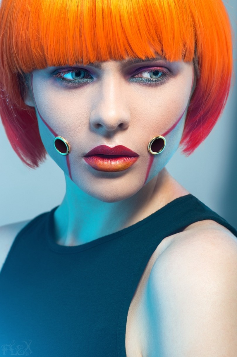 orange beauty portrait Orangehead makeup creative eyeshadow hairstyle Fashion  acsessories