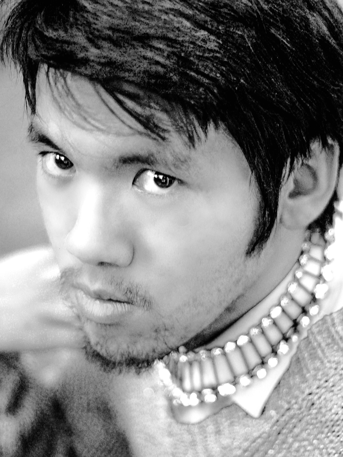 royal sexy man prince charming Handsome Man dreamy portrait black and white glowing