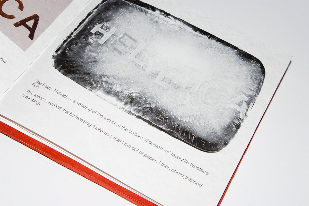 helvetica Facts experiments letters type typographic Booklet book Innovative 12 facts Plymouth University new Fun ice