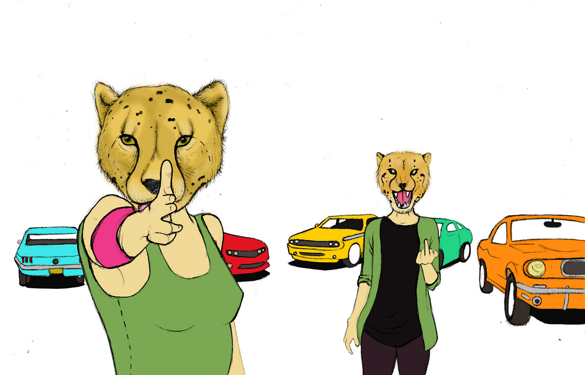 tigers lion panther big cats Mountain Lion cougar leopard jaguar woman women feminism colors hand drawn