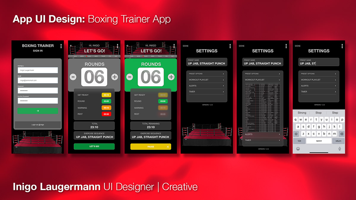 app design Boxing Mobile app UI UI/UX user interface ux