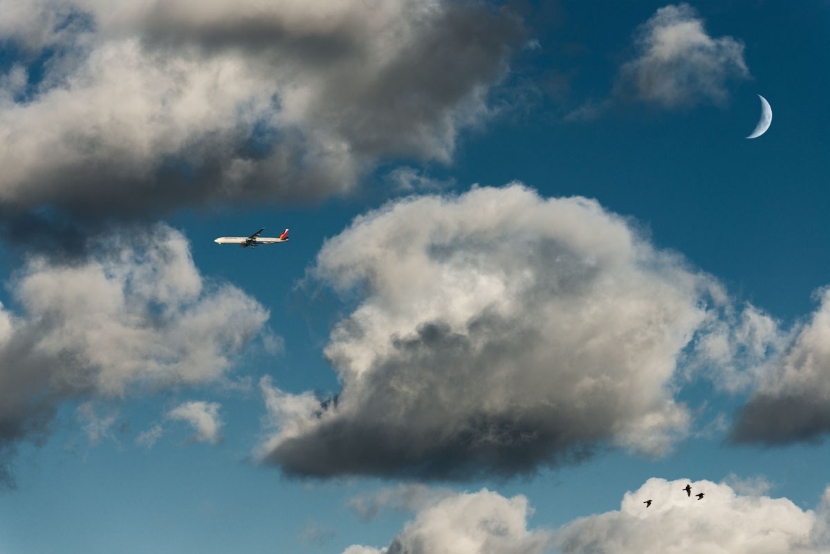 clouds airplane SKY birds compositing