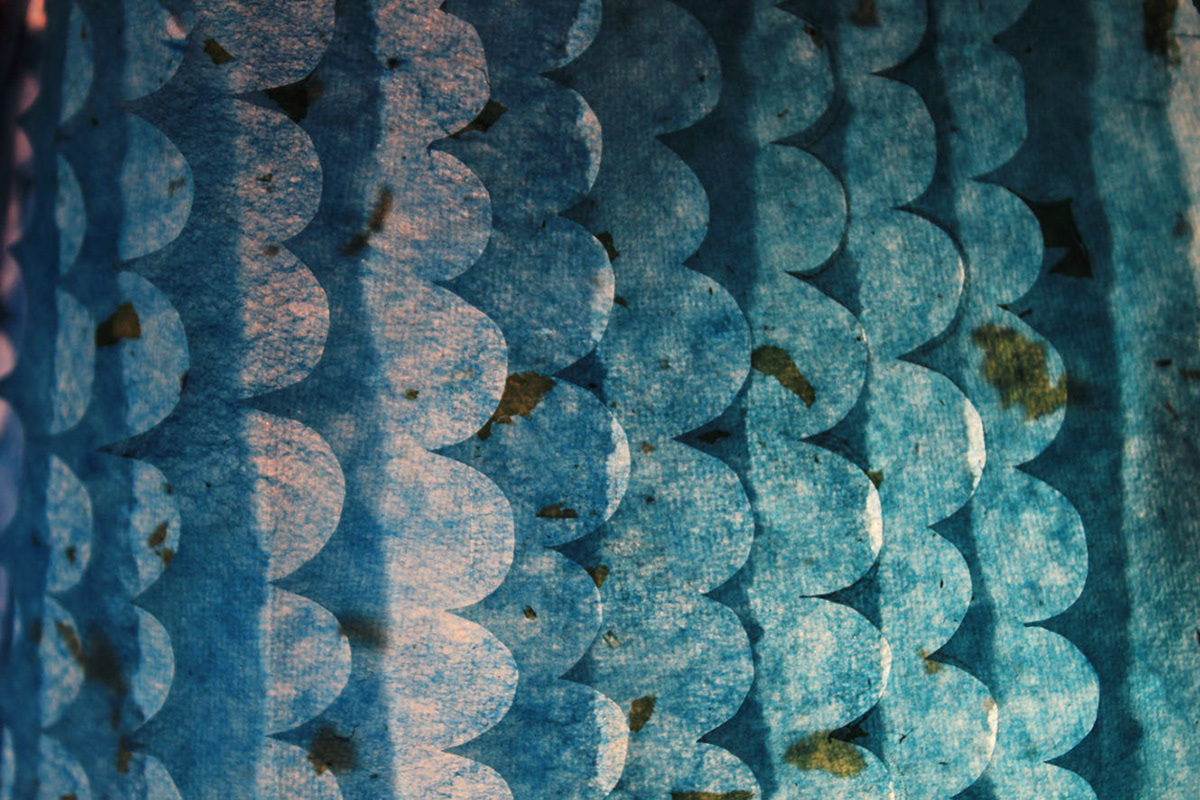 textile handmade paper Ocean wave forest