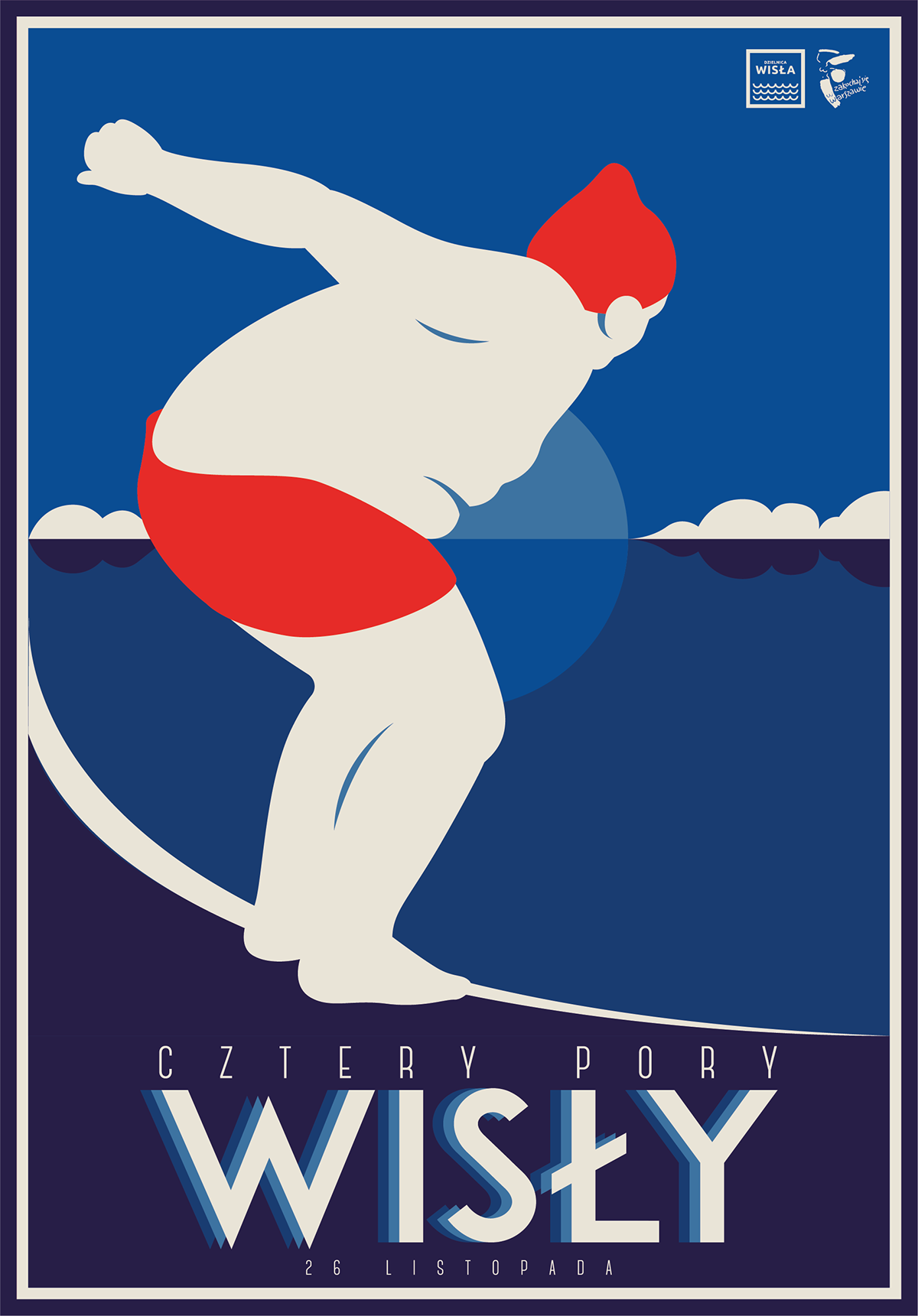 warszawa warsaw Vistula River Wisła plakat retro futuro bulwary red blue white river archilover