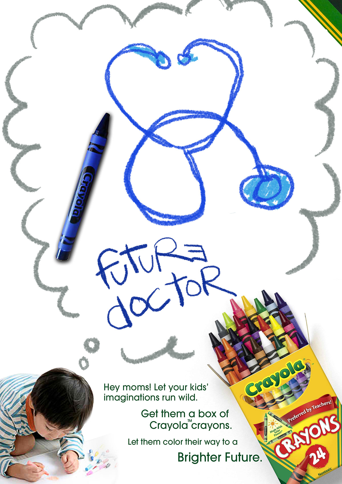 Crayola crayons ad campaign kids art drawings