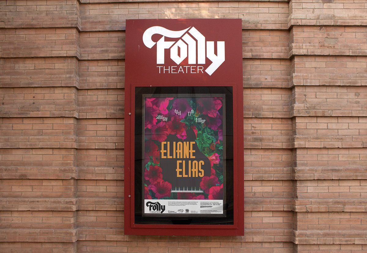 folly Elaine elias April 13 trent Roach KCAI Kanas city flower Piano poster design theater  jazz
