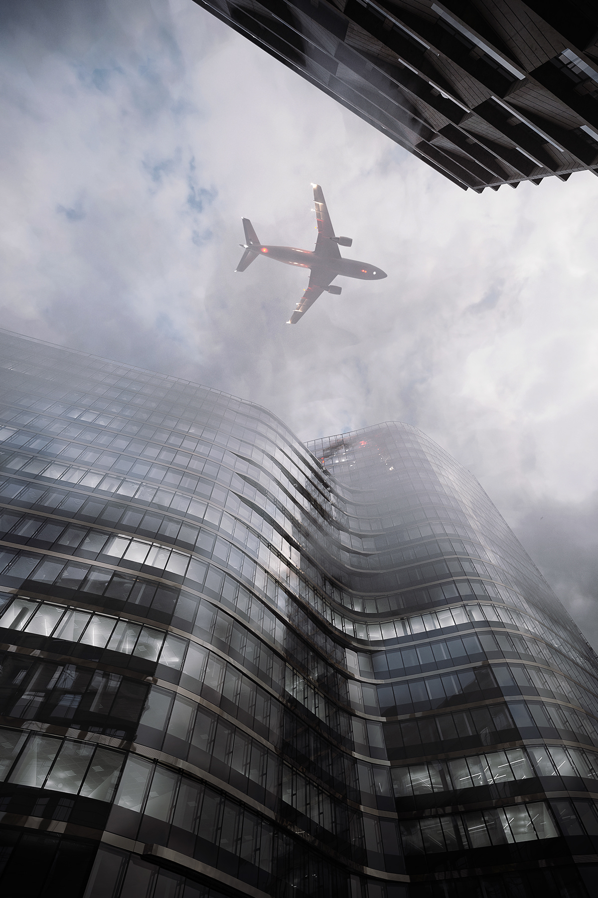 airplane building CGI city headquarter plane Render tower Urban visualization