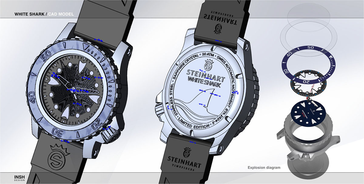watch design Chronograph CAD Model 3D Solidworks