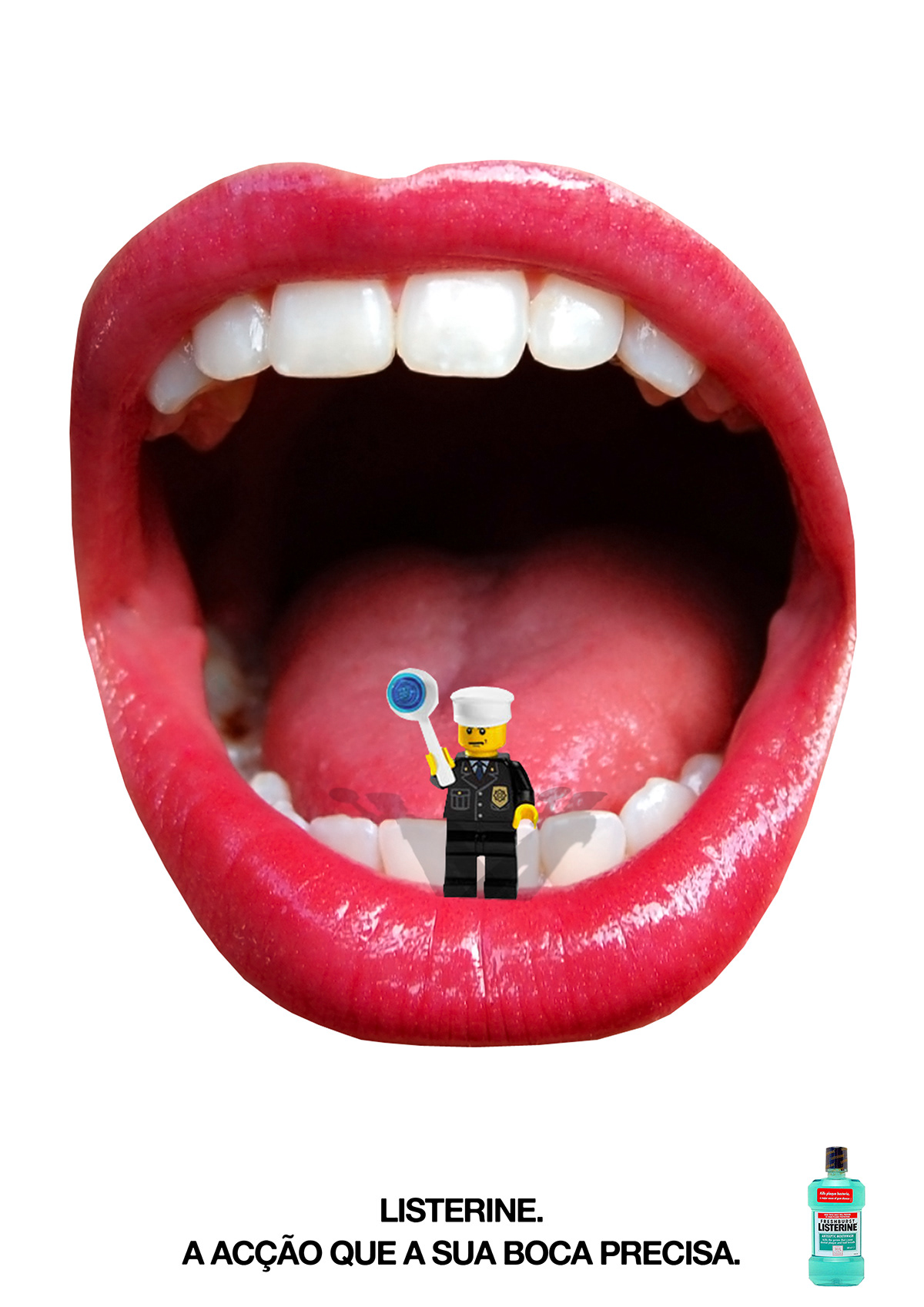 listerine mupi billboard action Mouth LEGO oral