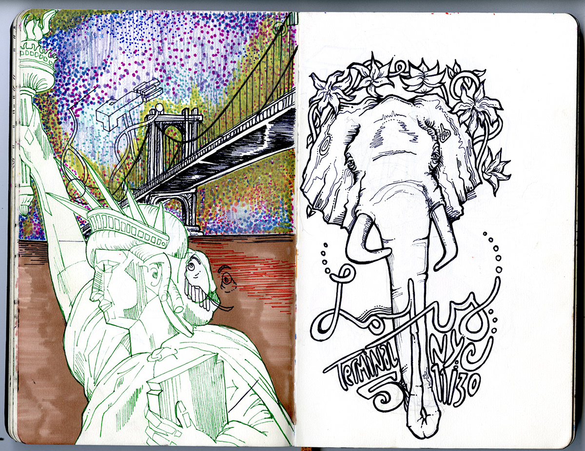sketchbook micron trippy sketch illustrating colors le pen line drawing Lotus STS9