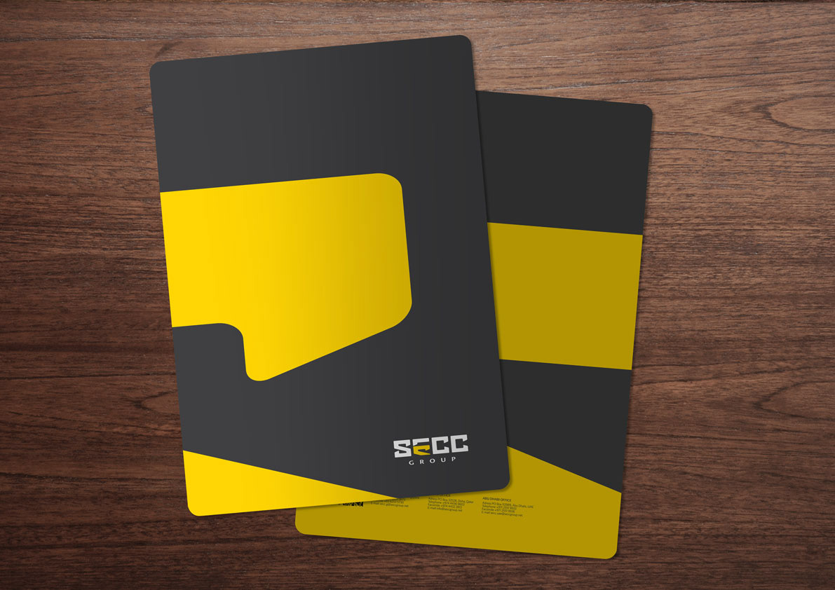 secc goup   branding  brand  logo  stationery  b.card  yellow  gray  tamer  tamer shams
