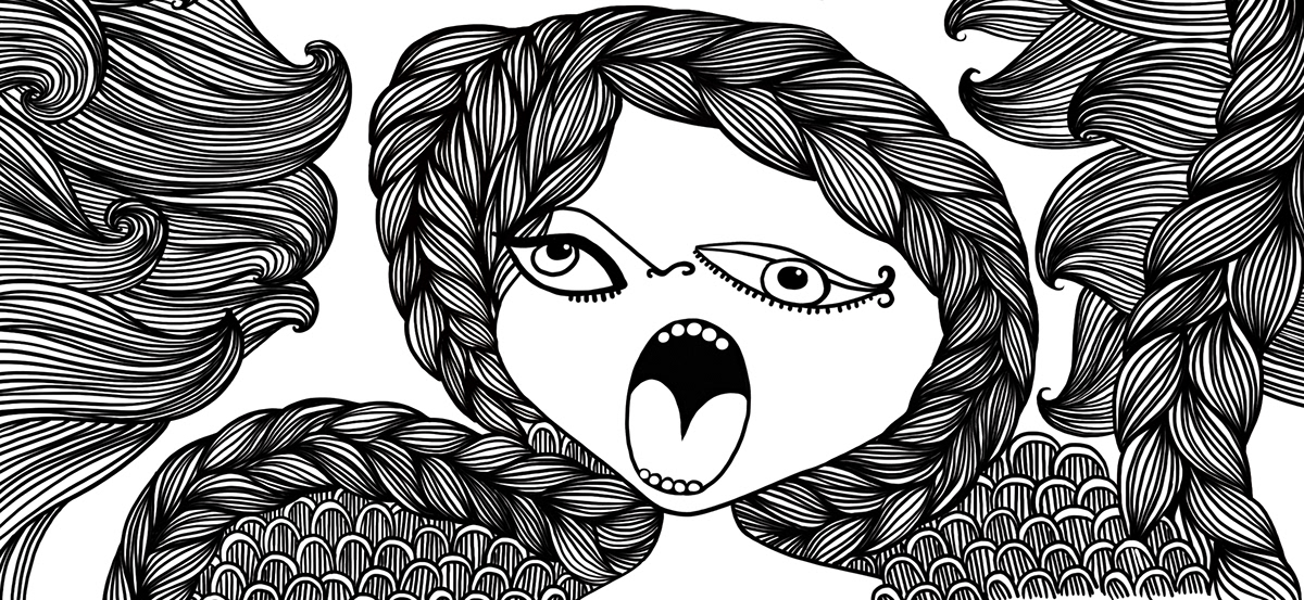 p.nitas woman grito pain rage lines dibujo mujer scream