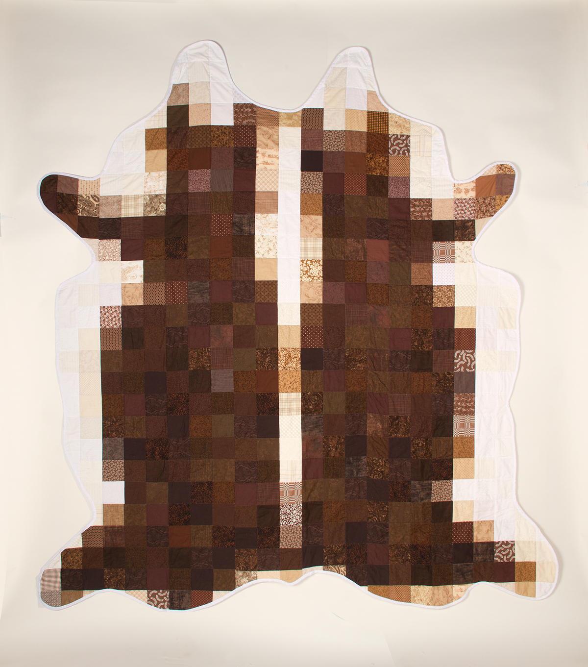 art animal quilt quilting sewing pixel brown White cow cowhide hide Cattle hereford Texas Longhorn calf