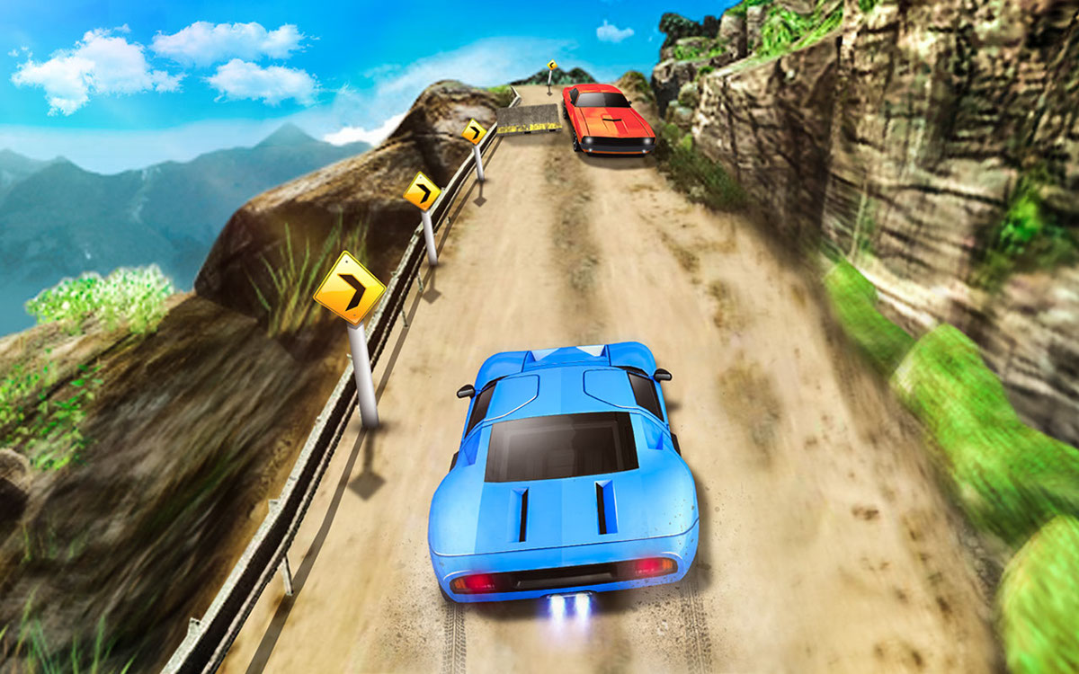 3d game CAR RACING uphill drag racing Screenshots Offroad menu manipulation red car mountain