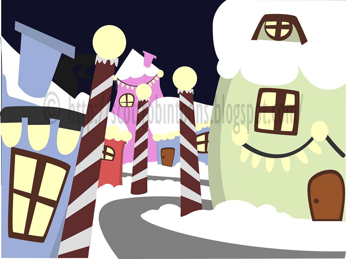 vector Christmas village lights bed cartoon Flash