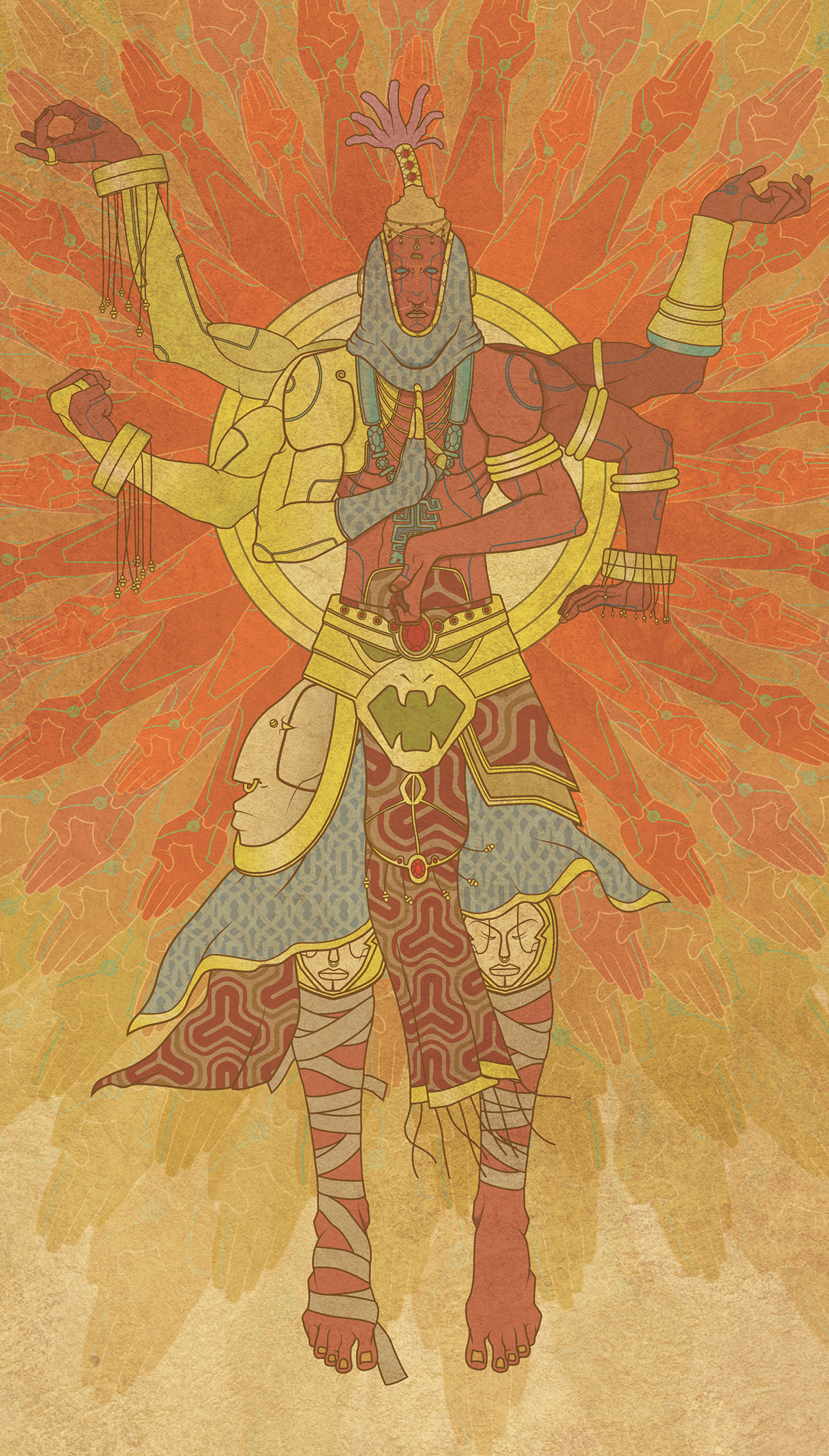 vector God Hinduism asura hands king lord gold arms