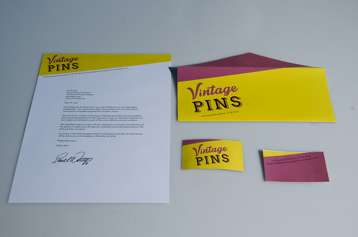 Logotype bowling business card letterhead envelope vintage Hipster pins